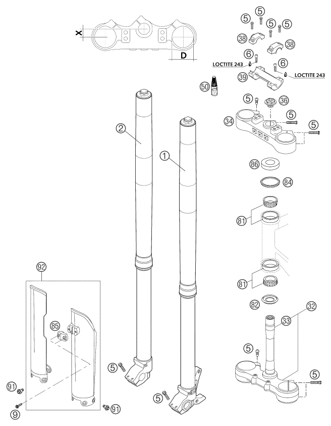 FOURCHE TELESCOPIQUE TE DE FOURCHE POUR 625 SXC 2003 (EU)