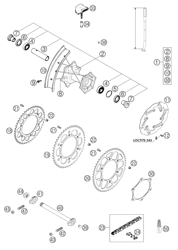 ROUE ARRIERE POUR 625 SXC 2003 (EU)