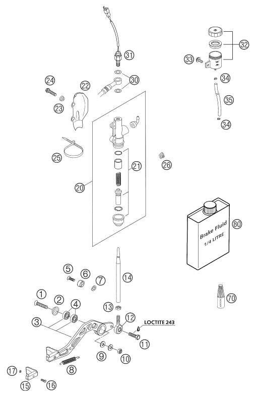 SYSTEME DE FREIN ARRIERE POUR 625 SXC 2003 (EU)