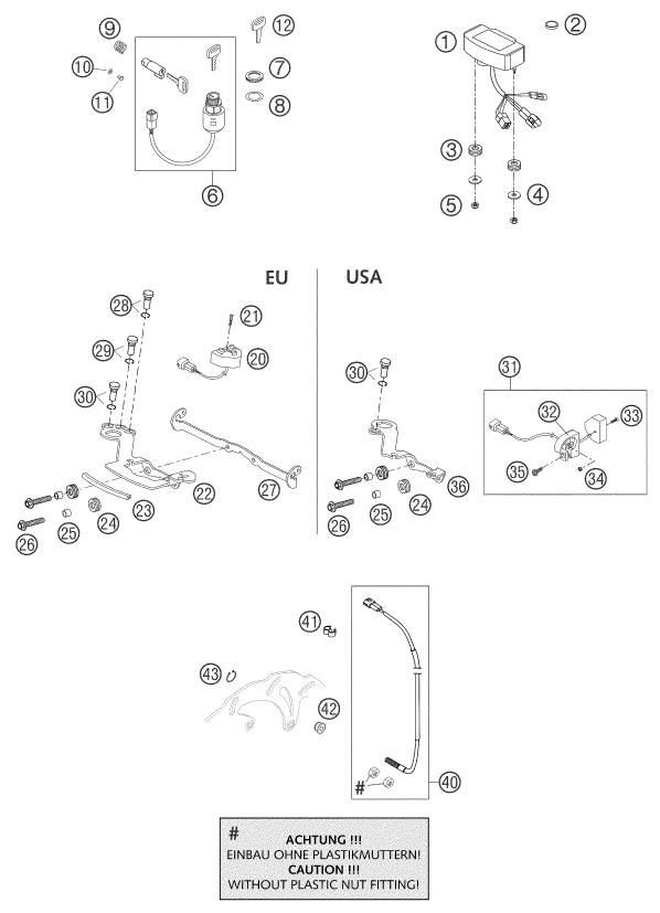 INSTRUMENTS SYSTEME DE VERROUILLAGE POUR 625 SXC 2003 (EU)