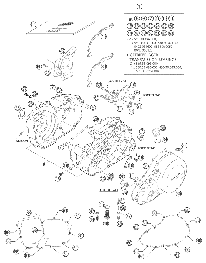 CARTER MOTEUR POUR 625 SXC 2003 EU