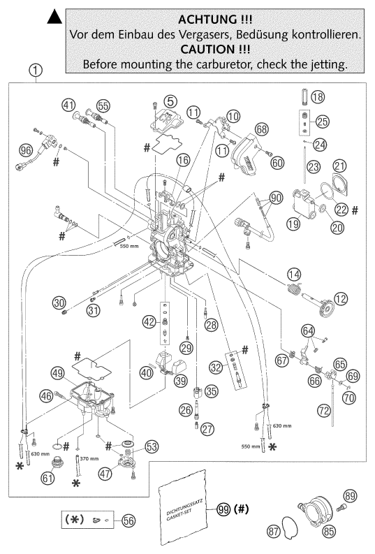 CARBURATEUR POUR 625 SXC 2003 EU