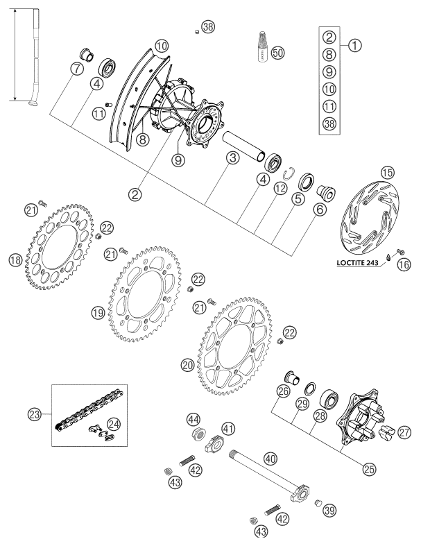 ROUE ARRIERE POUR 640 ADVENTURE-R 2004 (AU/GB)