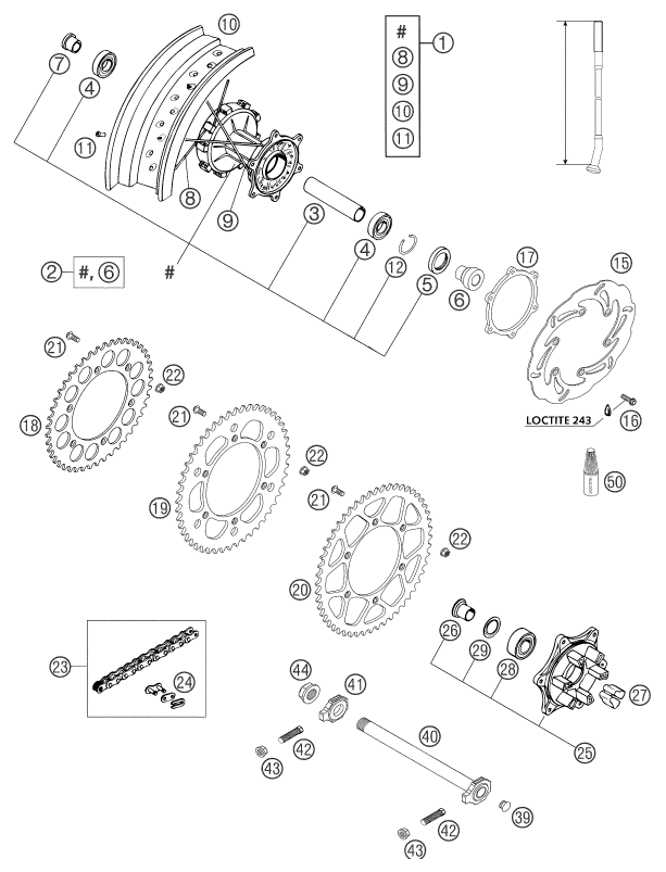 ROUE ARRIERE POUR 640 LC4 SUPERMOTO BLACK 2003 (EU)