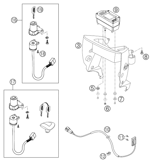 INSTRUMENTS  SYSTEME DE VERROUILLAGE POUR 640 LC4 ENDURO ORANGE 2004 EU