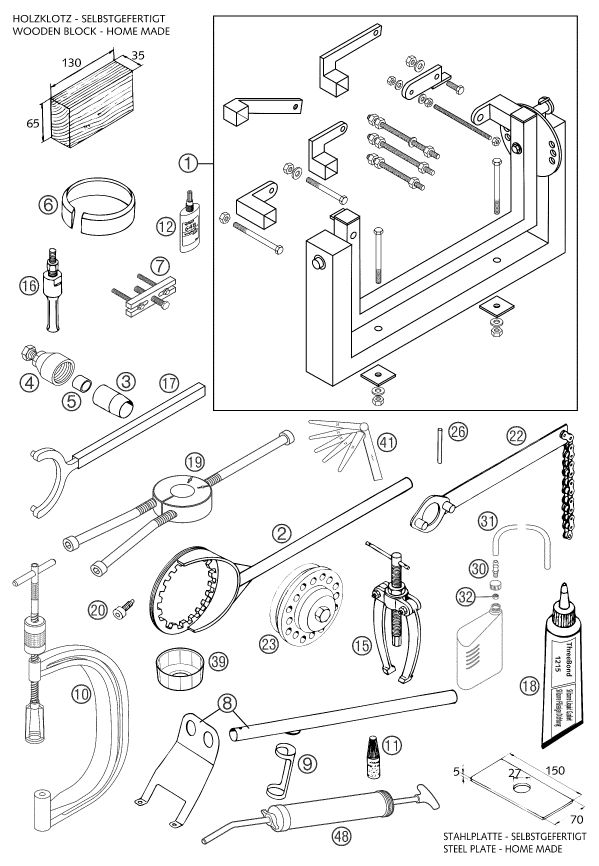 OUTILS SPECIAUX MOTEUR POUR 660 RALLYE COSTUMER 2004 EU