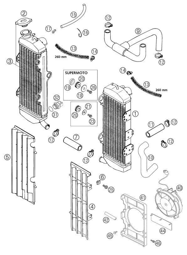 SYSTEME DE REFROIDISSEMENT POUR 640 ADVENTURE R 2004 EU