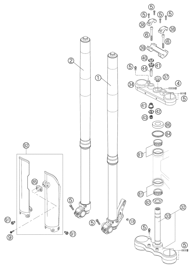 FOURCHE TELESCOPIQUE TE DE FOURCHE POUR 660 SMC 2003 (EU)