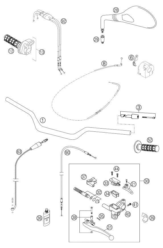 GUIDON ARMATURES POUR 640 DUKE II BLACK 2003 (EU)