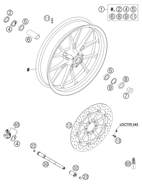 ROUE AVANT POUR 640 DUKE II BLACK 2003 EU