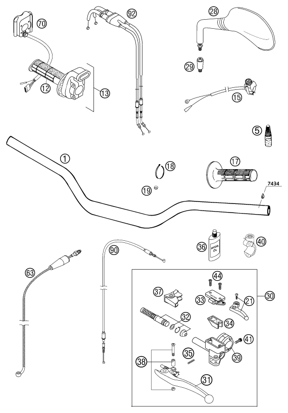 GUIDON ARMATURES POUR 250 EXC RACING 2003 (EU)