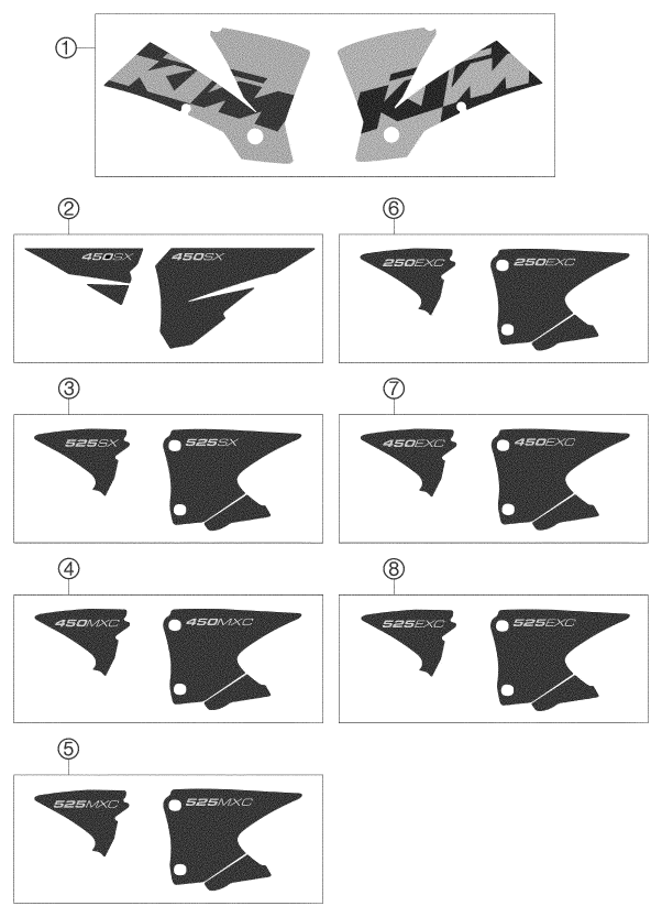 KIT DECO POUR 250 EXC RACING 2003 (EU)