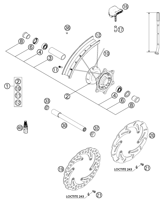 ROUE AVANT POUR 250 EXC RACING 2003 (EU)