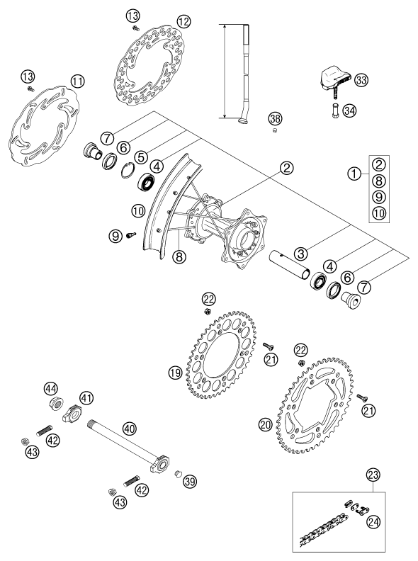 ROUE ARRIERE POUR 250 EXC RACING 2003 (EU)