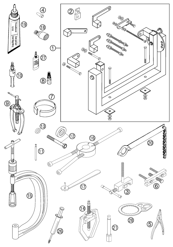 OUTILS SPECIAUX MOTEUR POUR 250 EXC RACING 2004 EU