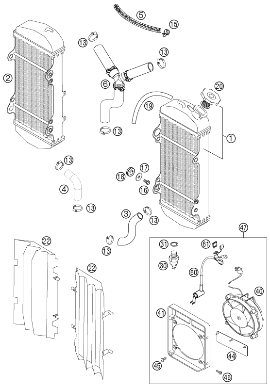 SYSTEME DE REFROIDISSEMENT POUR 450 SX RACING 2003 (EU)