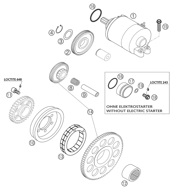 DEMARREUR ELECTRIQUE POUR 250 EXC RACING 2003 EU