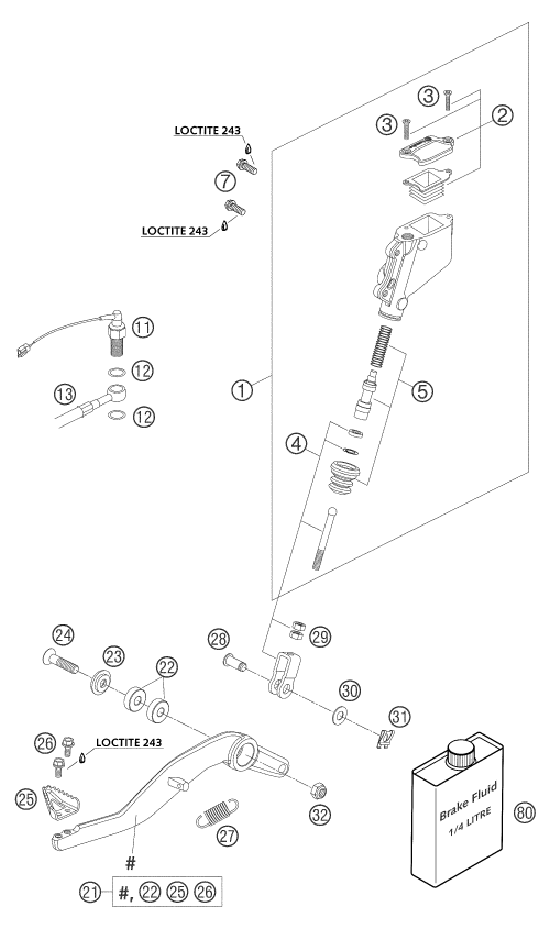 SYSTEME DE FREIN ARRIERE POUR 950 ADVENTURE SILVER 2003 EU