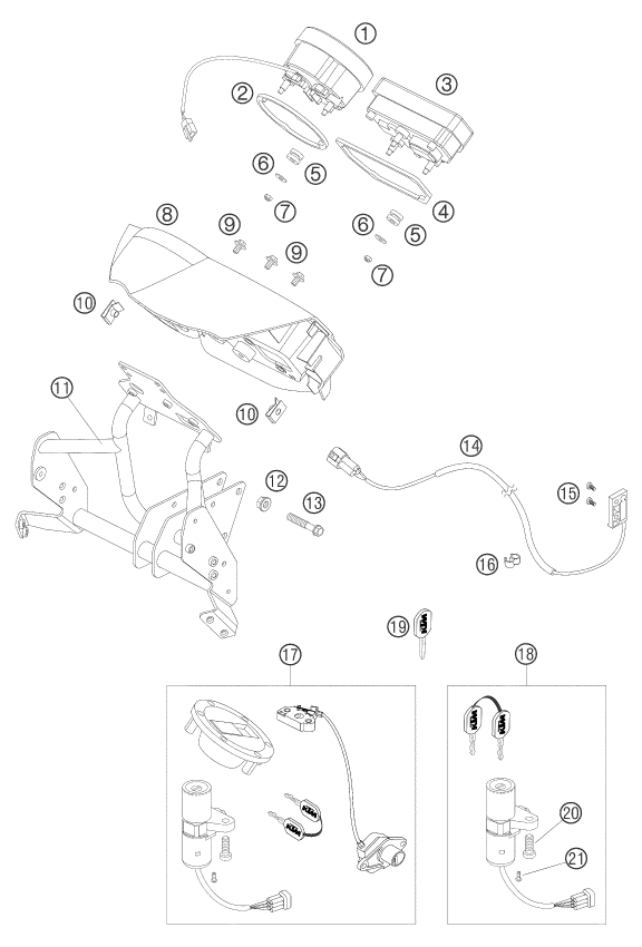 INSTRUMENTS  SYSTEME DE VERROUILLAGE POUR 950 ADVENTURE ORANGE LOW 2004 AUGB