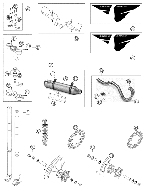 PIECES NEUVES POUR 450 SXS RACING 2003 EU