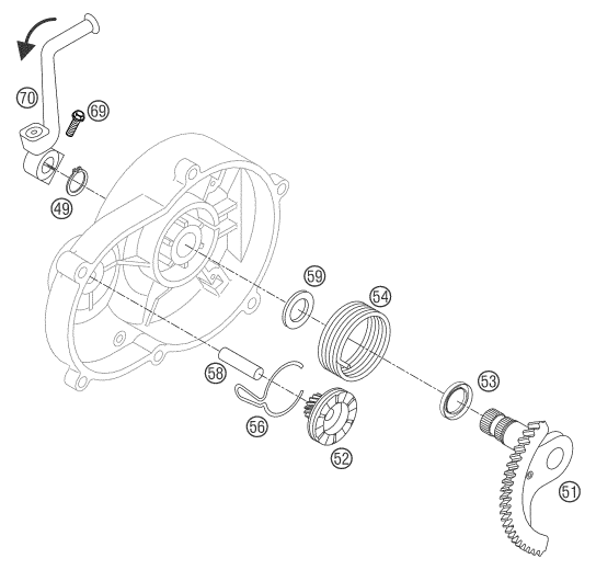 DEMARREUR KICK POUR 50 SX 2008 EU