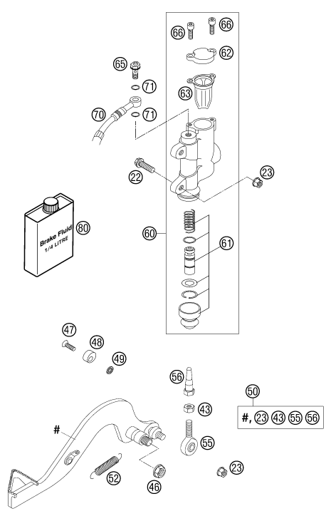 SYSTEME DE FREIN ARRIERE POUR 50 SX PRO SENIOR LC 2004 (EU)