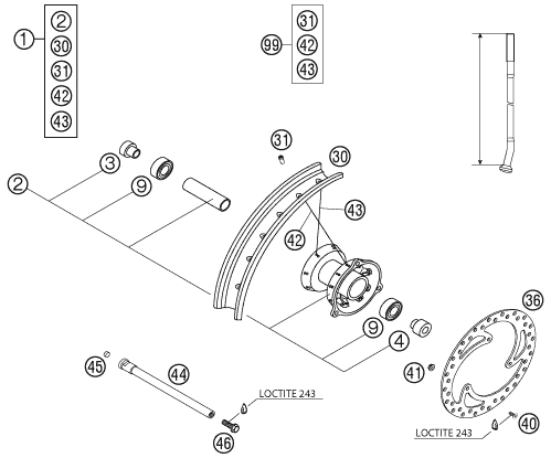 ROUE AVANT POUR 65 SX 2004 (EU)