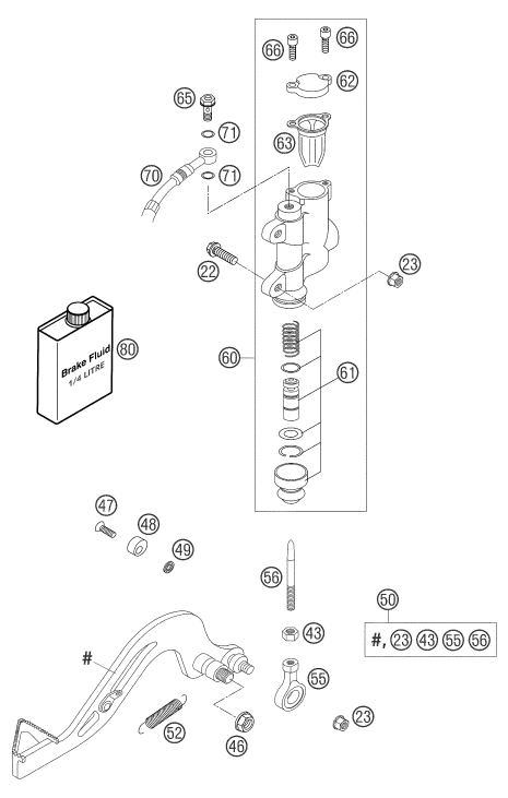 SYSTEME DE FREIN ARRIERE POUR 65 SX 2004 (EU)