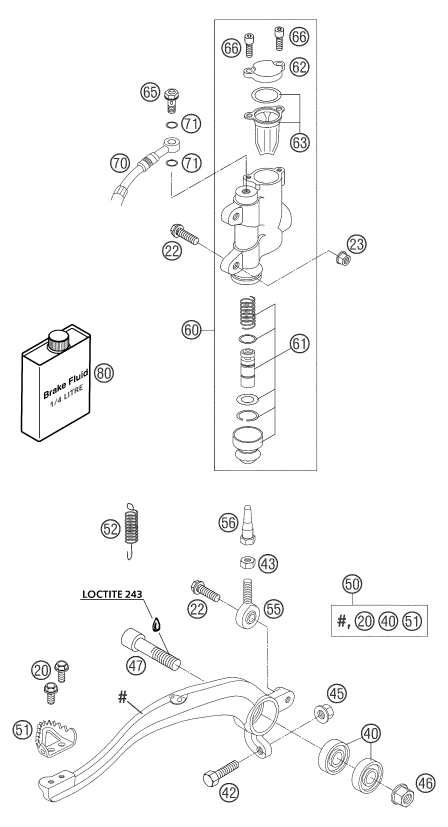 SYSTEME DE FREIN ARRIERE POUR 105 SX 2004 (EU)