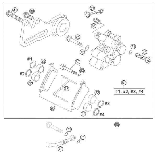 ETRIER DE FREIN ARRIERE POUR 105 SX 2004 (EU)