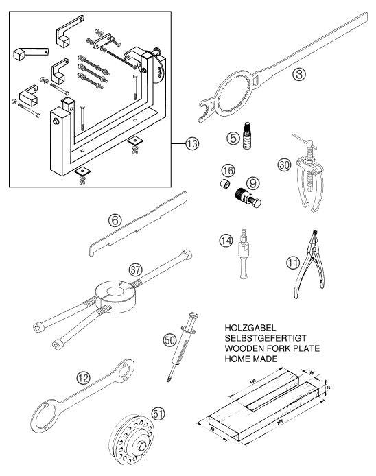 OUTILS SPECIAUX MOTEUR POUR 105 SX 2004 (EU)