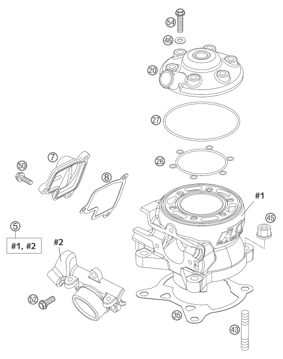 CYLINDRE CULASSE POUR 105 SX 2004 EU