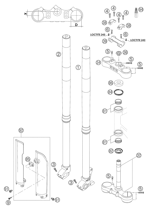 FOURCHE TELESCOPIQUE TE DE FOURCHE POUR 125 SX 2004 (EU)