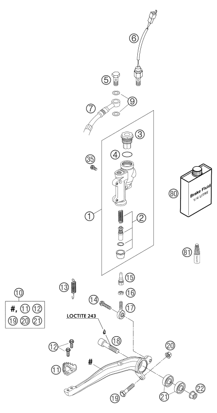 SYSTEME DE FREIN ARRIERE POUR 125 EXC 2004 (EU)