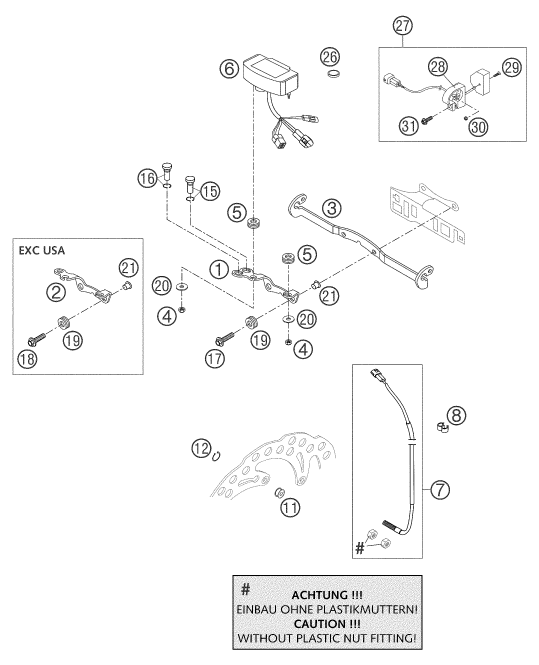 INSTRUMENTS  SYSTEME DE VERROUILLAGE POUR 125 EXC 2004 EU