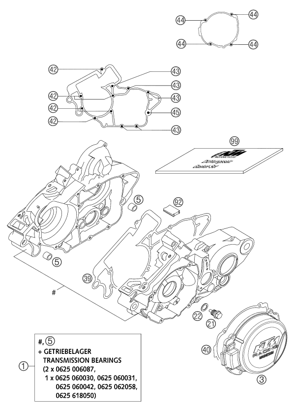 CARTER MOTEUR POUR 125 EXC 2004 EU