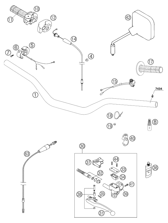 GUIDON ARMATURES POUR 250 EXC 2004 (EU)