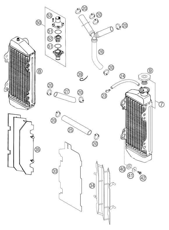 SYSTEME DE REFROIDISSEMENT POUR 250 EXC SIX DAYS 2004 EU