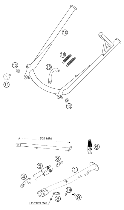 BEQUILLE LATERALE BEQUILLE CENTRALE POUR 400 LS-E/ MIL 04 (EU)