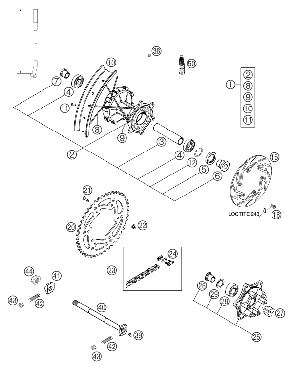 ROUE ARRIERE POUR 400 LS-E/ MIL 04 (EU)