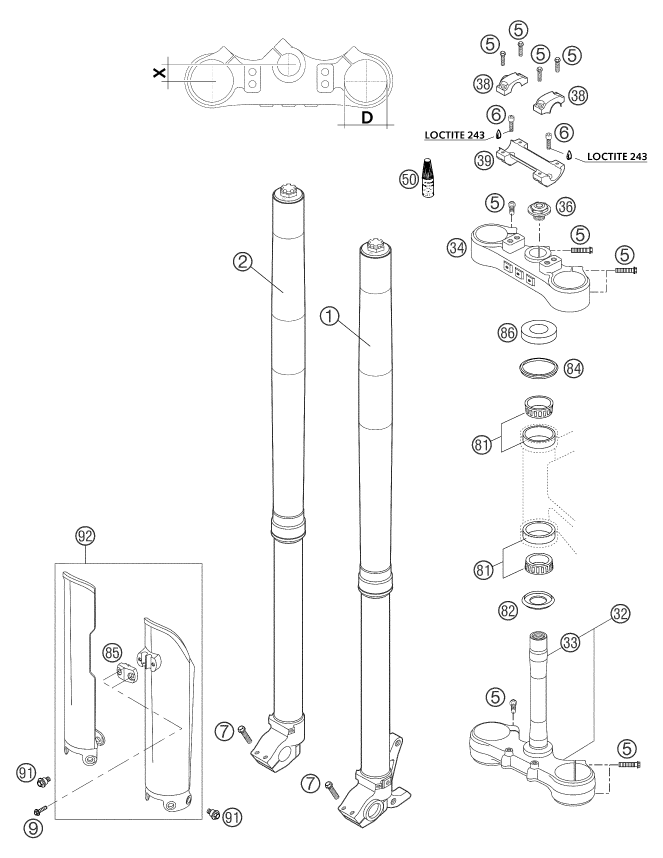 FOURCHE TELESCOPIQUE TE DE FOURCHE POUR 625 SXC 2004 (EU)