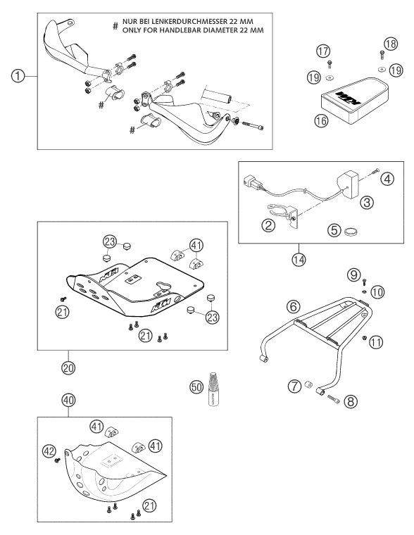 ACCESSOIRES POUR 625 SXC 2004 EU