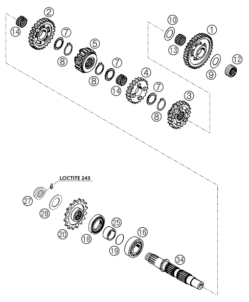 BOITE DE VITESSE II ARBRE DE SORTIE POUR 640 LC4 SUPERMOTO PRESTIGE 04 EU