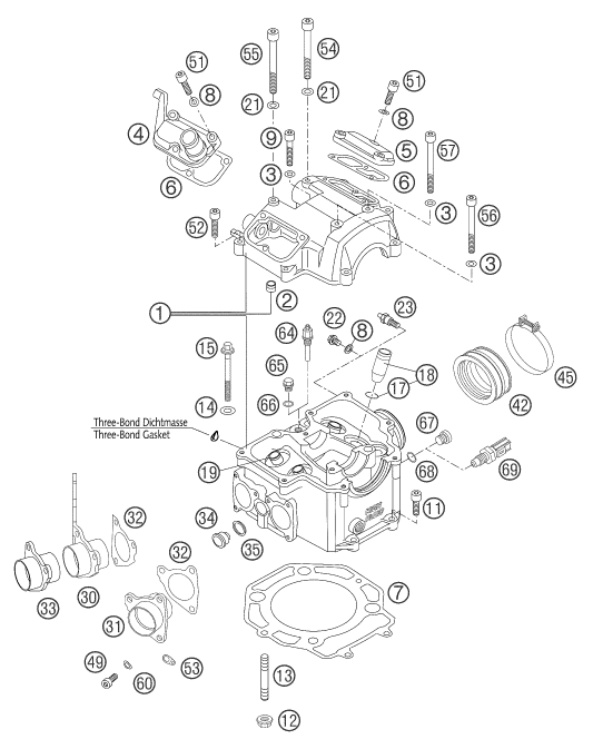 CULASSE POUR 640 LC4 ENDURO ORANGE 2004 EU