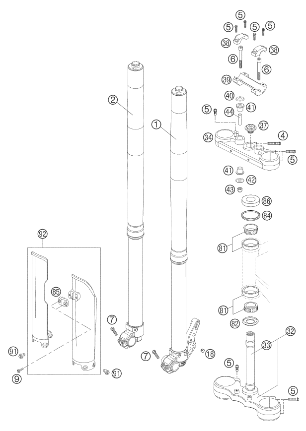 FOURCHE TELESCOPIQUE TE DE FOURCHE POUR 660 SMC 2004 (AU/GB)