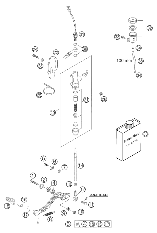 SYSTEME DE FREIN ARRIERE POUR 625 SMC 2004 (AU/GB)