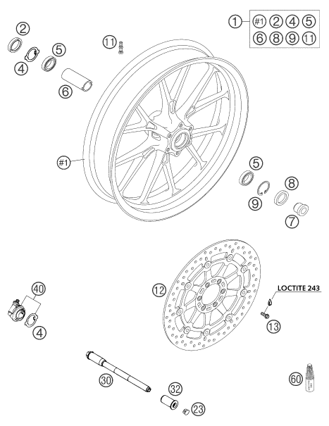 ROUE AVANT POUR 640 DUKE II BLACK 2004 EU