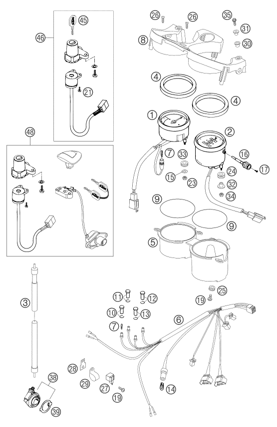 INSTRUMENTS SYSTEME DE VERROUILLAGE POUR 640 DUKE II BLACK 2004 (EU)