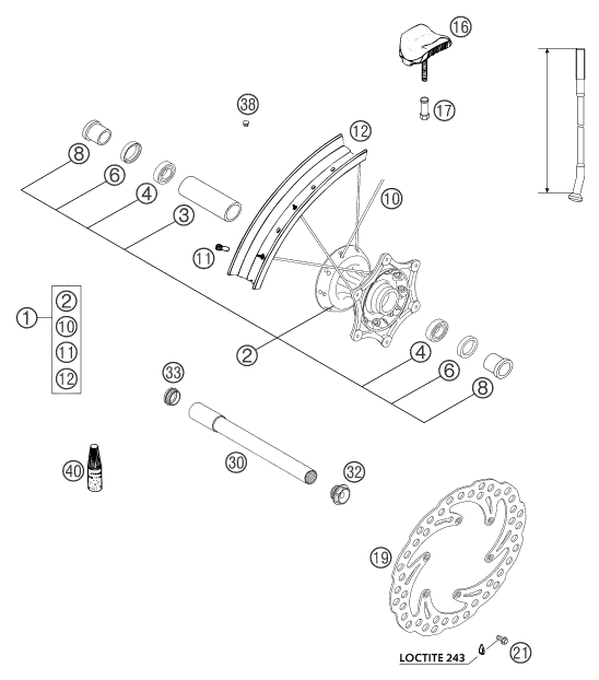 ROUE AVANT POUR 125 EXC 2004 EU