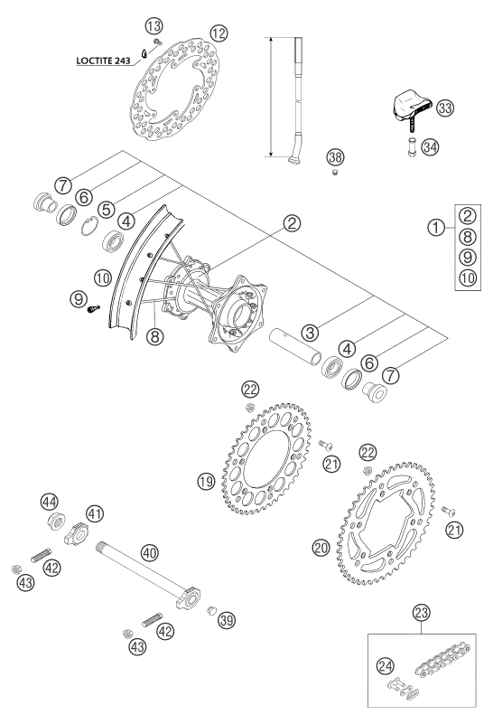 ROUE ARRIERE POUR 250 EXC RACING 2004 (EU)